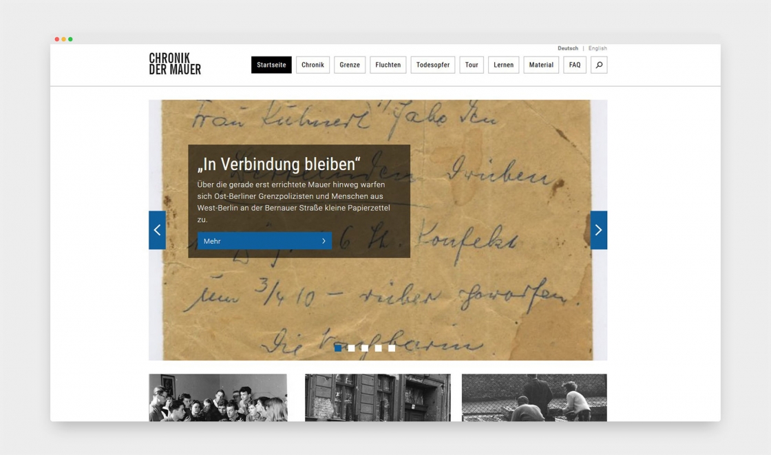 Screenshot Chronik der Mauer